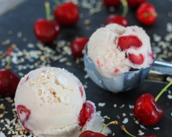 4th of July Coconut and Roasted Cherries {with Port} Ice Cream