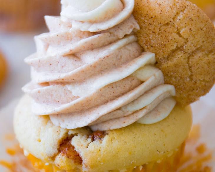 Snickerdoodle Cupcakes with Cinnamon Swirl Frosting