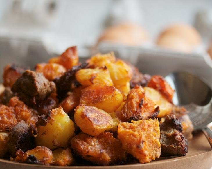 Baked Sweet Potato & Andouille Hash Browns