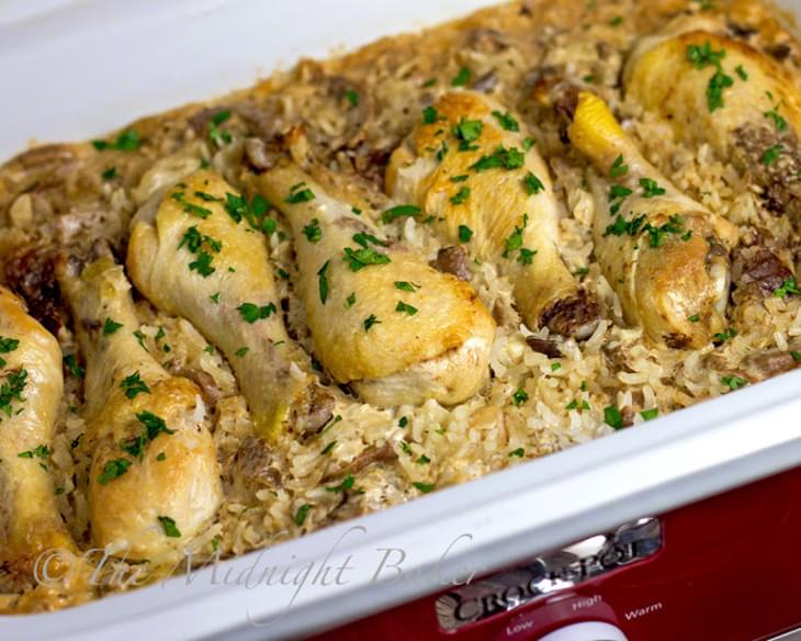 Slow Cooker Chicken with Creamy Mushroom Rice