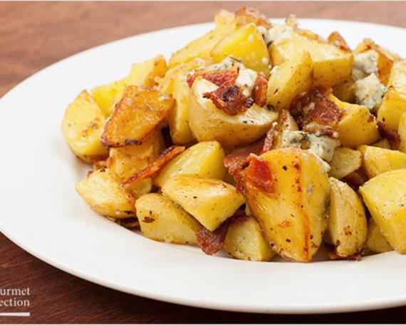 Garlic-Roasted Baby Potatoes with Blue Cheese and Bacon