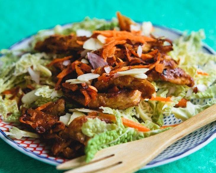 Sesame-Ginger Soy Curls with Napa Cabbage Salad