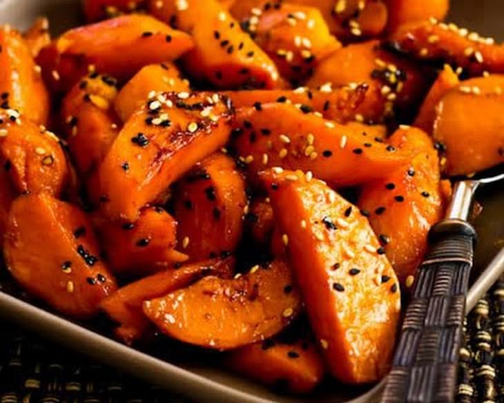 Soy-Glazed Sweet Potatoes with Sesame Seeds