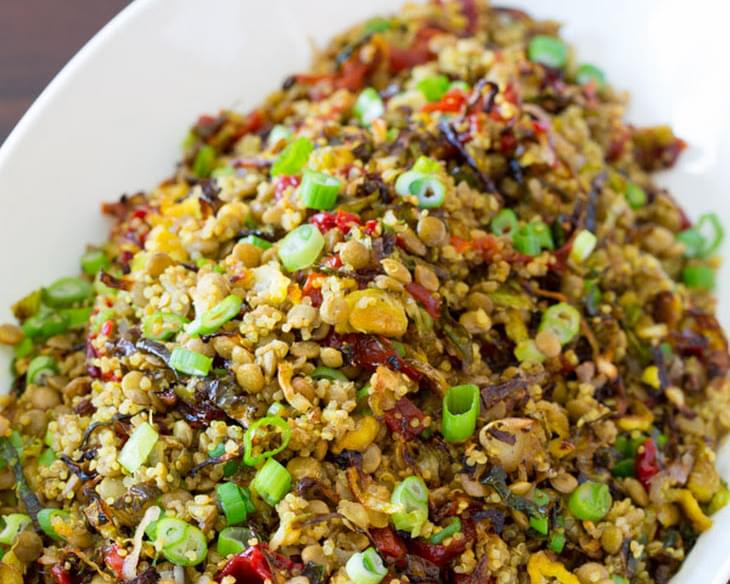 Quinoa Lentil Salad - Roasted Brussels Sprouts