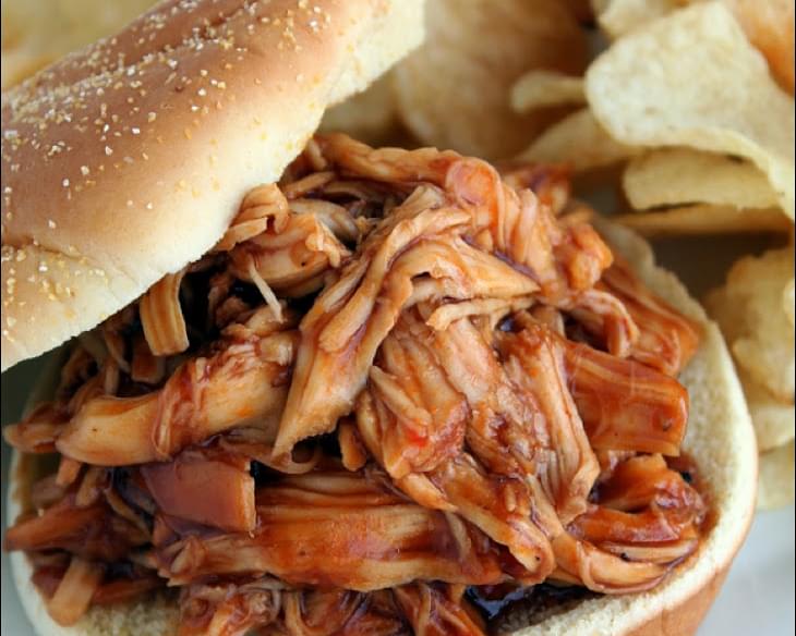 Slow Cooker Honey Barbecue Chicken Sandwiches