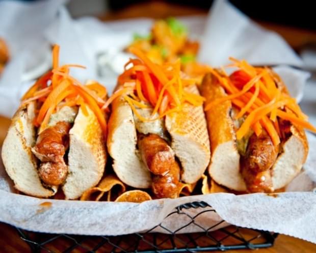 Merguez Dogs With Pickled Carrots And Cumin Aioli
