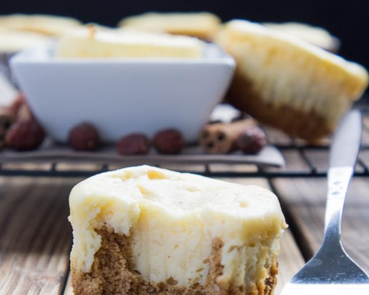 Eggnog Cheesecakes with Gingerbread Cookie Crust