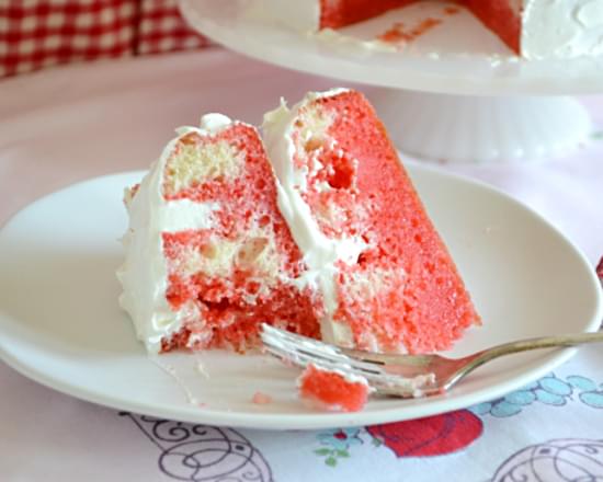 Strawberry Jello Poke Cake Retro Recipes #SundaySupper