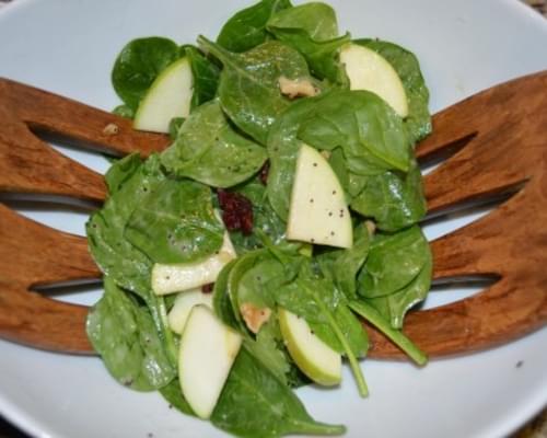 Spinach Salad with Apple, Cranberries, and Walnuts