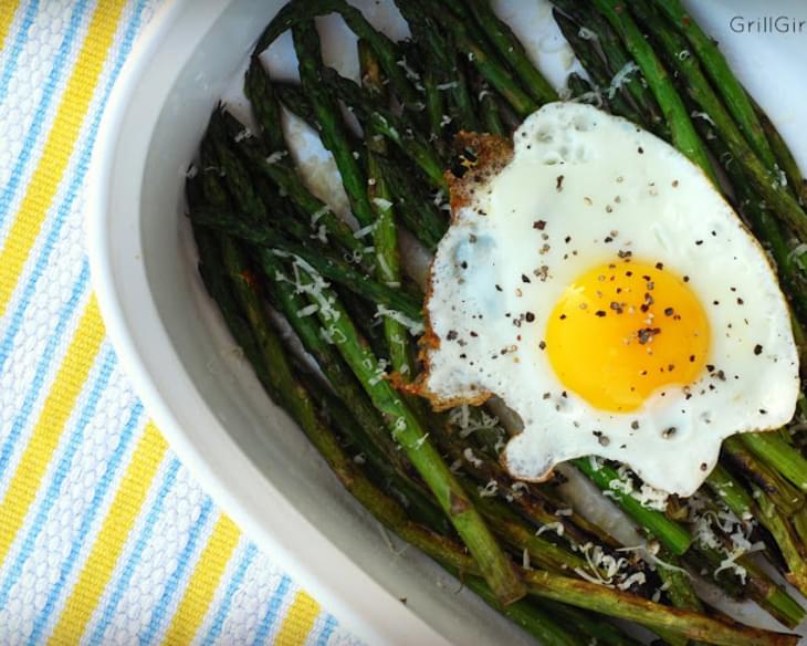 Grilled Asparagus with Sunny Side Up Eggs and Parmesan