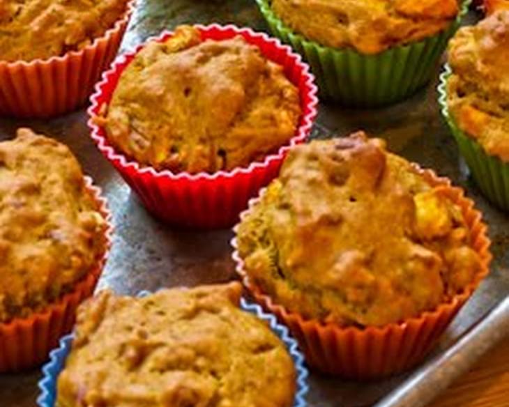 Low Sugar and Whole Wheat Peach Pecan Muffins