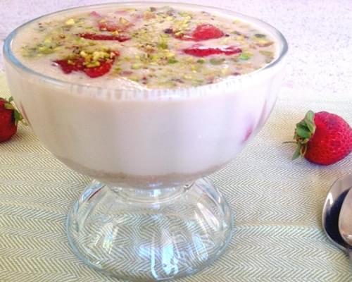 Amaranth Soup with Roasted Strawberries