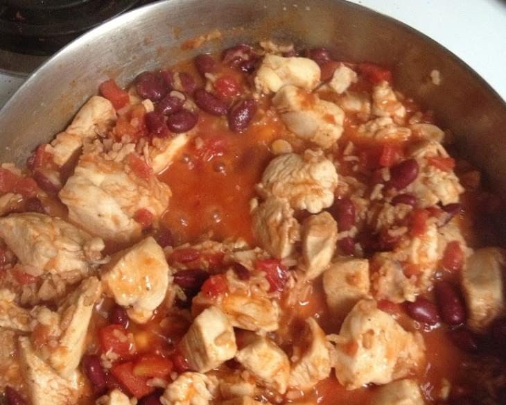 Healthy Spanish chicken with rice and beans