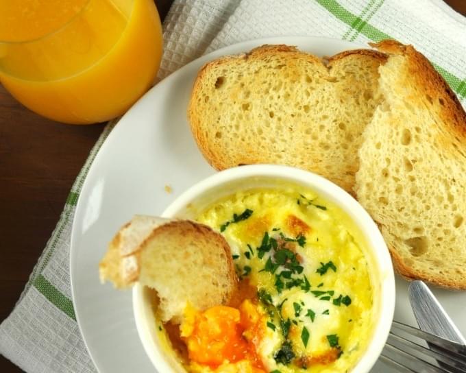 Baked Eggs with Cheese and Spinach