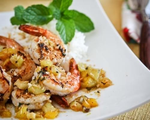 Sautéed Shrimp with Warm Tropical Fruit Salsa