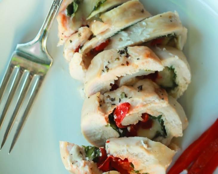 Roasted Red Pepper & Kale Stuffed Chicken Breasts
