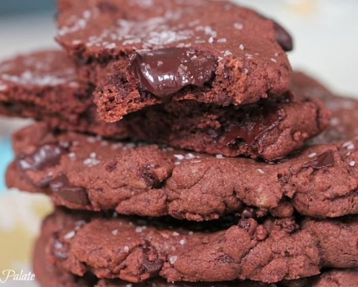 Brown Butter Salted Double Chocolate Chunk Cookies