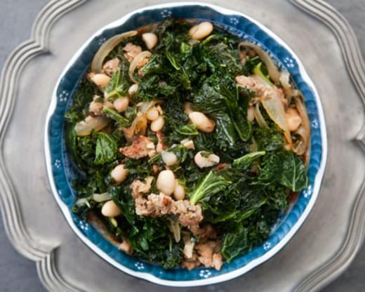 Kale with Sausage and White Beans