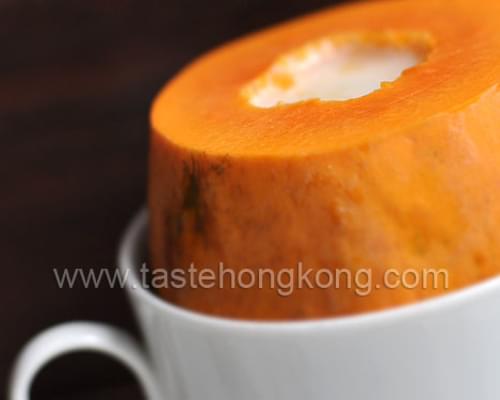 Steamed Papaya with Chinese South Almond Milk