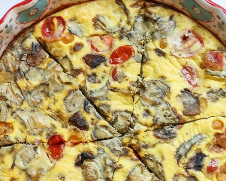 Mushroom and Artichoke Gruyere Crustless Quiche