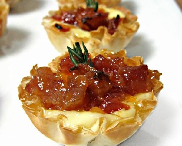Baked Brie and Bacon Jam Phyllo Cups