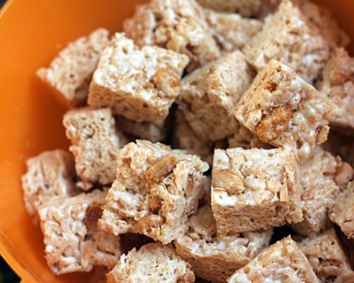 White Chocolate Rice Krispie Treat Recipe with Candied Peanuts