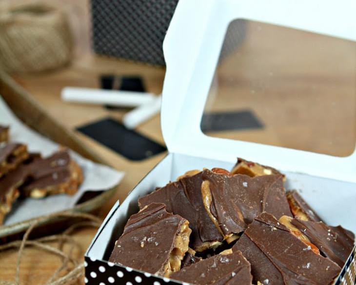 Salted Chocolate English Toffee with Toasted Almonds for a Homemade Father's Day Gift
