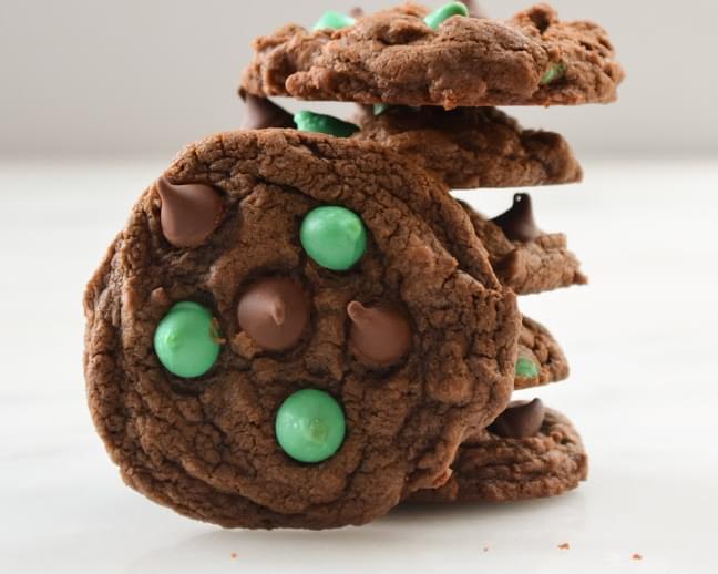 Double Chocolate Mint Chip Cookies