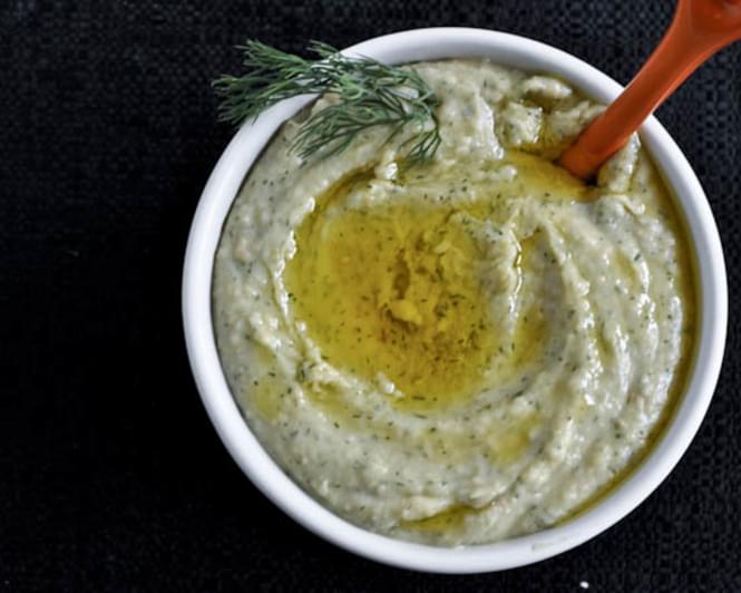 Roasted Garlic and Dill White Bean Dip