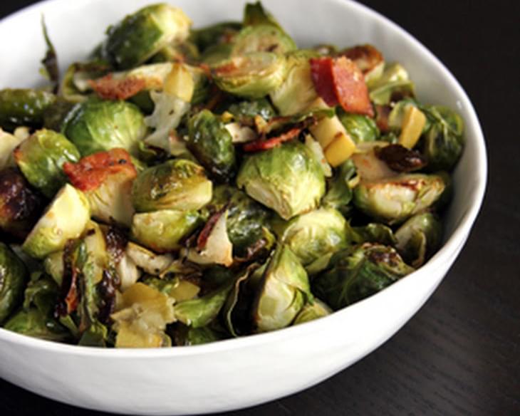 Roasted Brussels Sprouts with Apple and Bacon