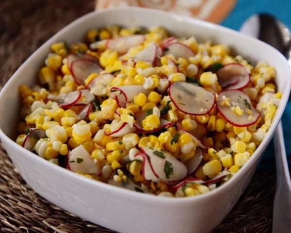 Sweet Corn Salad with Radishes, Jalapeno and Lime