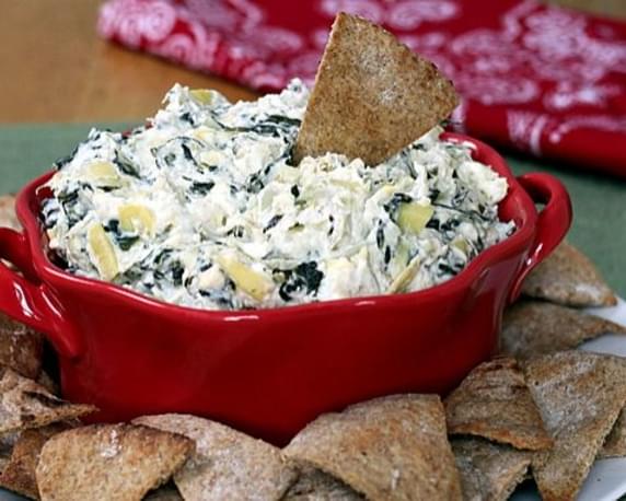 Healthy Spinach Artichoke Dip - Slow Cooker or Oven