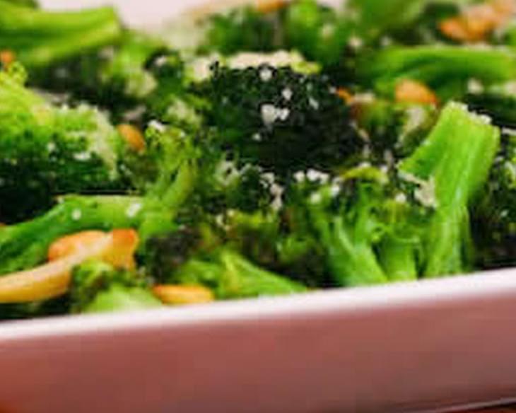 Sauteed Broccoli with Garlic, Pine Nuts, and Parmesan