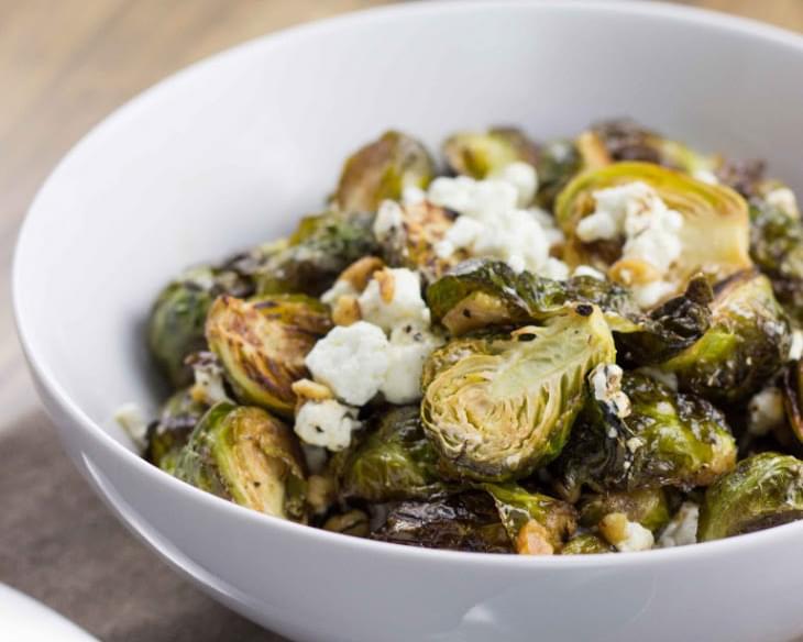 Roasted Brussels Sprouts with Lemon, Thyme, and Goat Cheese