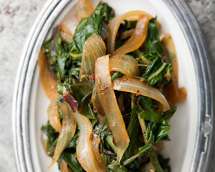 Sautéed Chard and Onions with Caraway