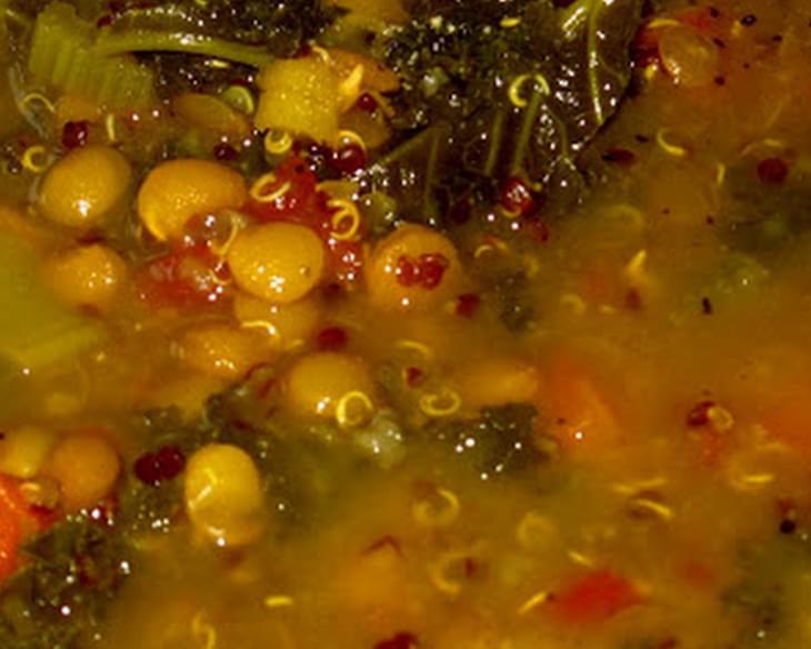 Slow-Cooker Lentil Soup with Quinoa, Kale & Fresh Ginger