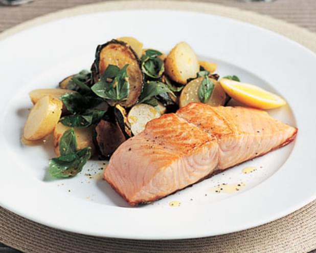 Grilled Salmon With Lemon Courgettes