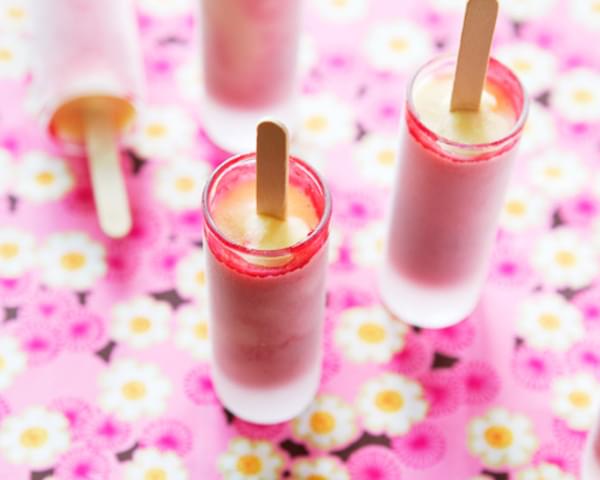 Raspberry And Peach Popsicles