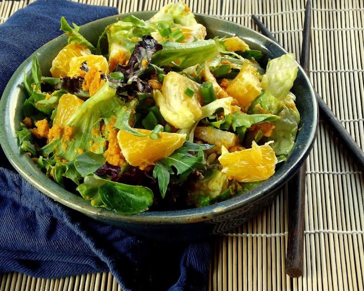 Japanese Green Salad with Carrot Ginger Dressing
