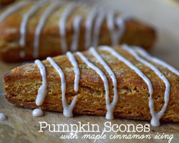 Pumpkin Scones with Maple Cinnamon Icing (an after Thanksgiving treat!)