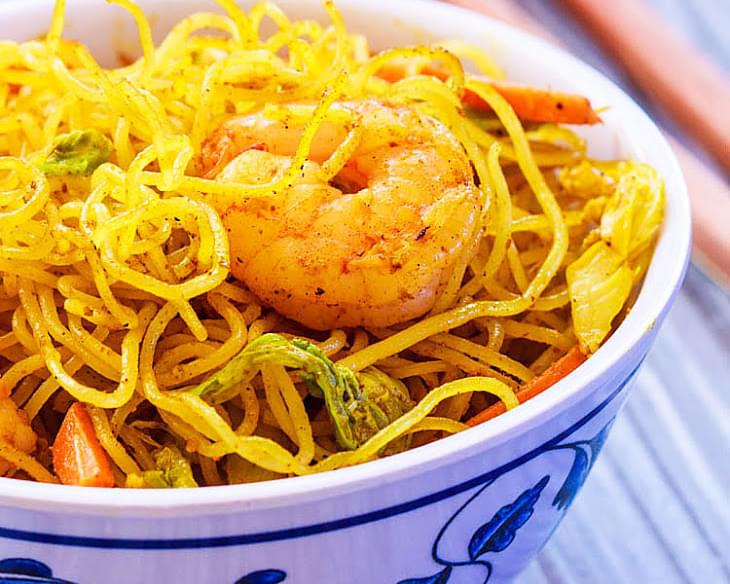 Singapore Rice Noodles with Shrimp