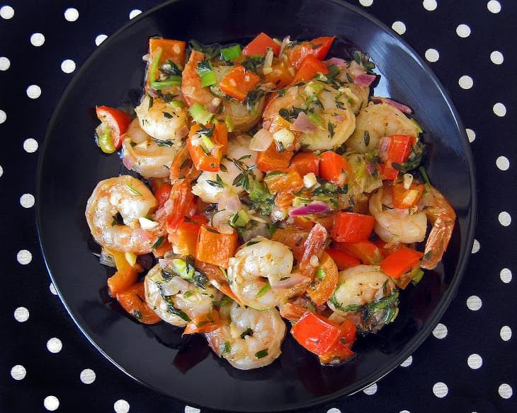 Festive, Italian-Style Shrimp & Red Bell Peppers in Garlic Sauce