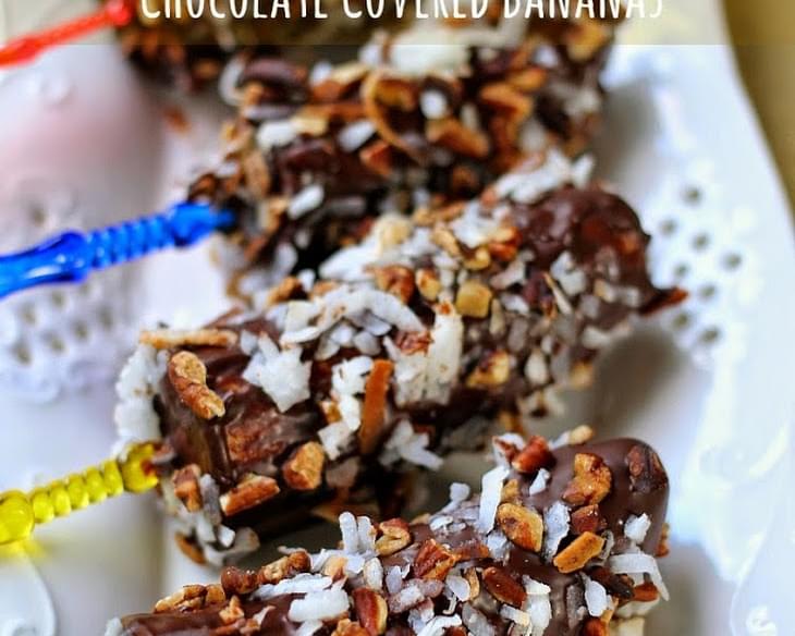 Coconut & Pecan Crusted Chocolate Covered Bananas