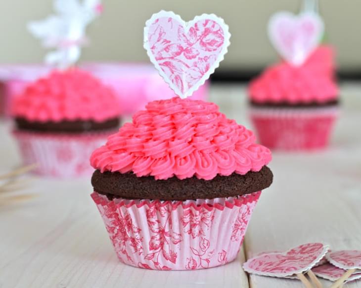 Chocolate Cupcakes with Pink Vanilla Icing