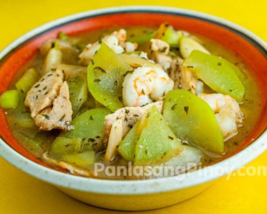 Sayote Guisado with Chicken and Shrimp