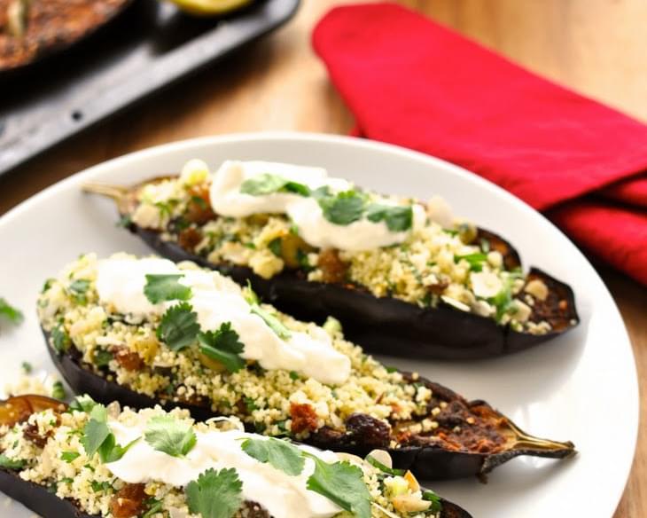 Middle Eastern Roasted Eggplant with Couscous