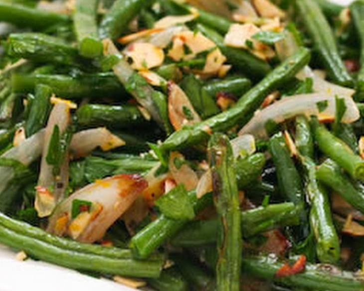 Garlic-Roasted Green Beans with Shallots and Almonds