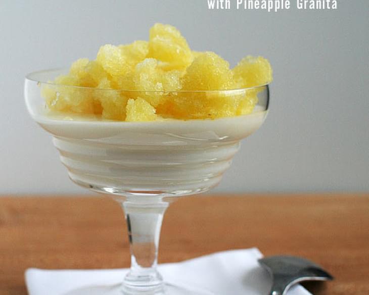 Yogurt Panna Cotta with Pineapple Granita