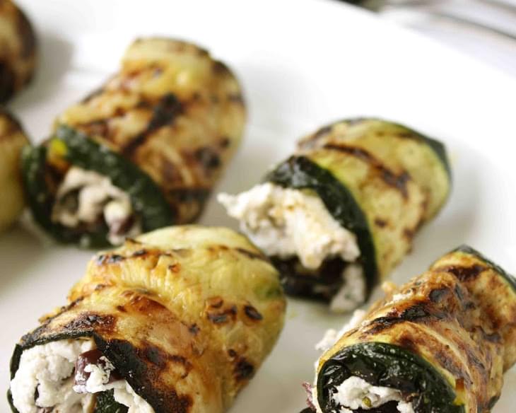 Grilled Zucchini Rolls with Herbed Goat Cheese & Kalamata Olives