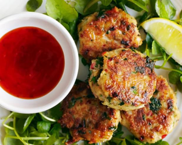 Chilli And Ginger Crab Cakes With Watercress